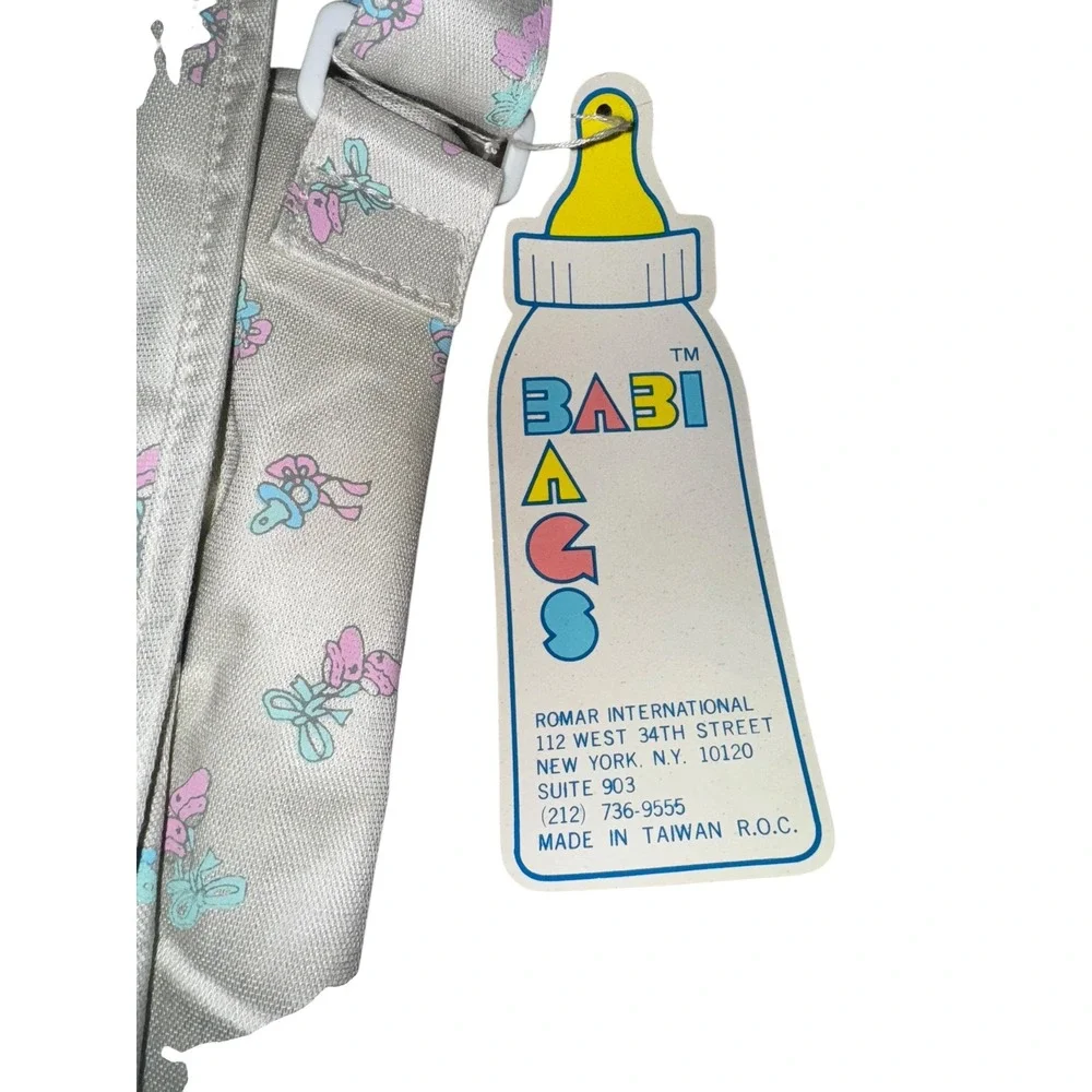 NEW VINTAGE 80's RATTLE CLOTH DIAPER BAG WITH ATTACHED CHANGING PAD 15